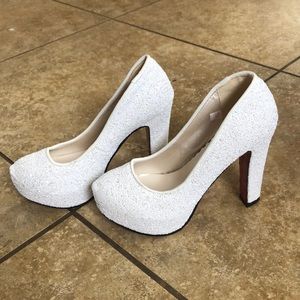 White sparkly heels